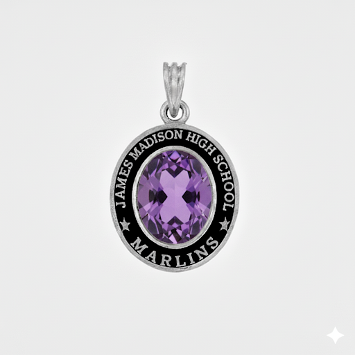 James Madison Mascot Oval Birthstone Class Necklace