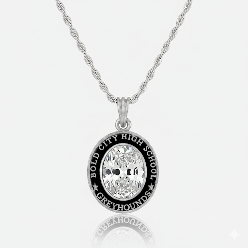 Bold City Mascot Oval Birthstone Class Necklace