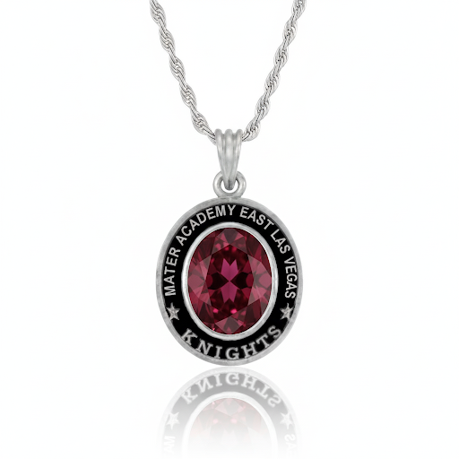 Mater Academy Mascot Oval Birthstone Class Necklace
