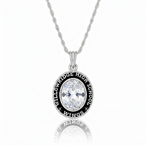 WHS Wings Oval Birthstone Class Necklace