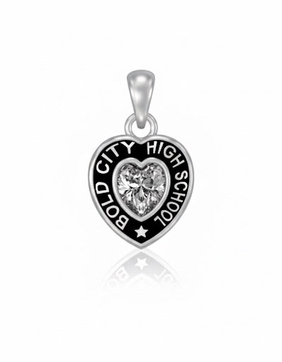 Bold City Silver Heart w/ Star Accent Class Necklace