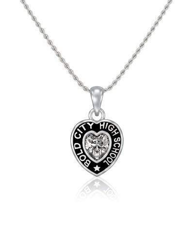 Bold City Silver Heart w/ Star Accent Class Necklace