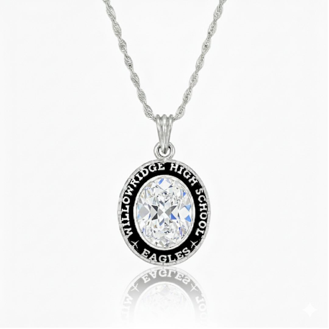 WHS Eagles Oval Birthstone Class Necklace