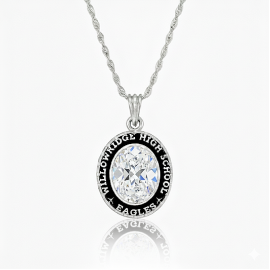 WHS Eagles Oval Birthstone Class Necklace