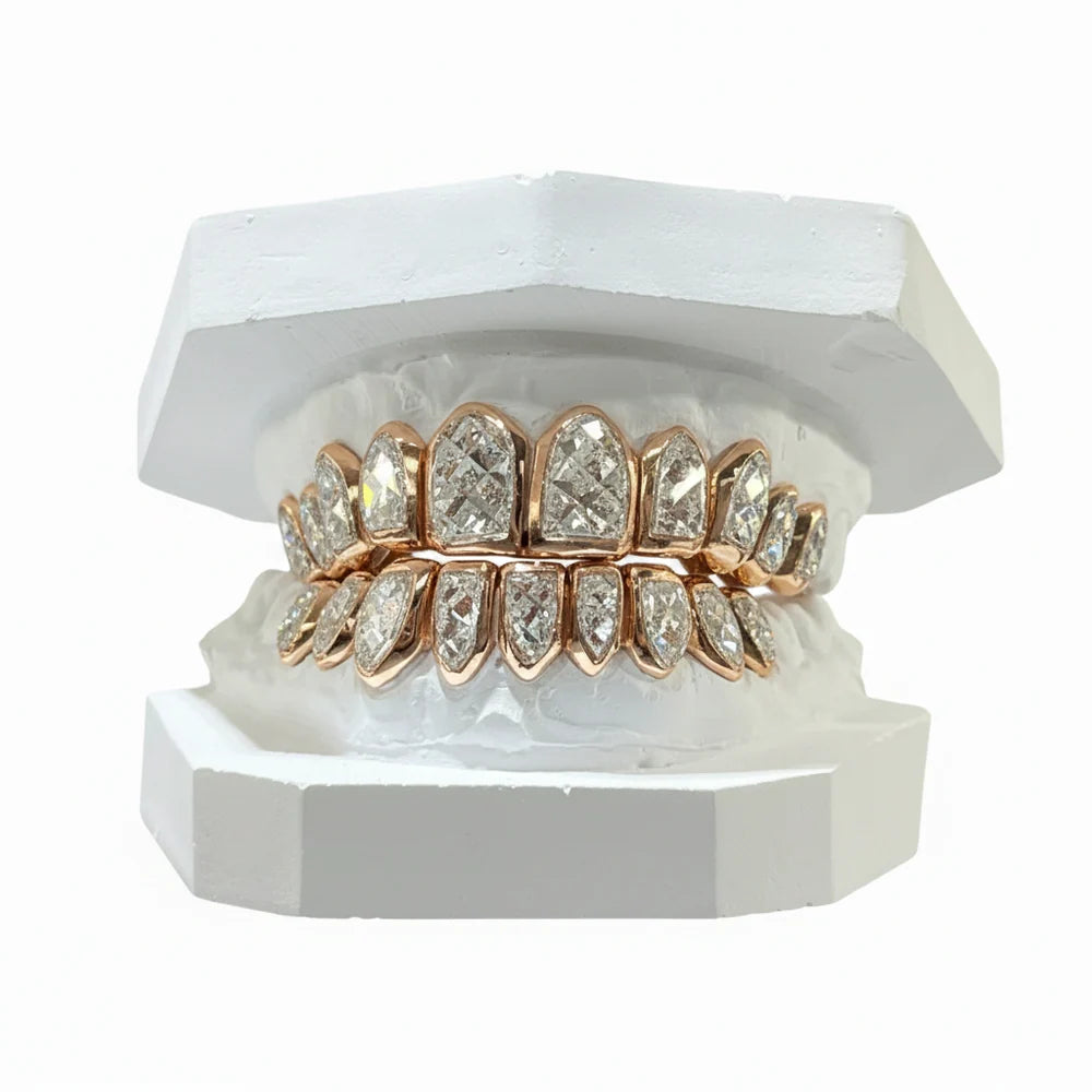 Two Tone Diamond Dust & Box Cut Grillz