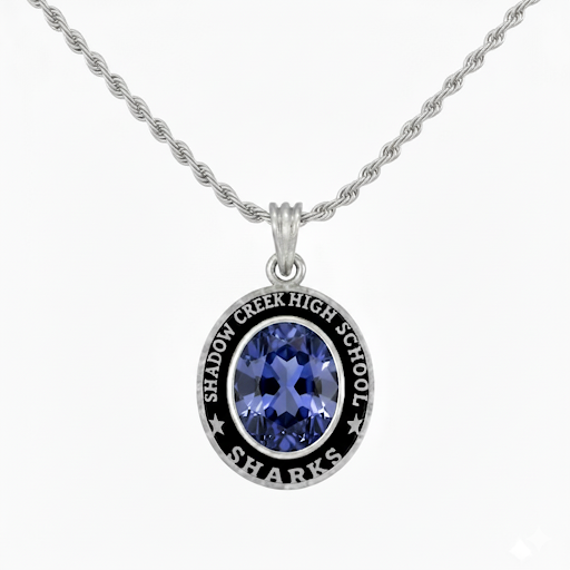 Shadow Creek Sharks Oval Birthstone Class Necklace