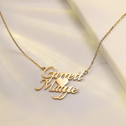 Double Name Heart Name Necklace
