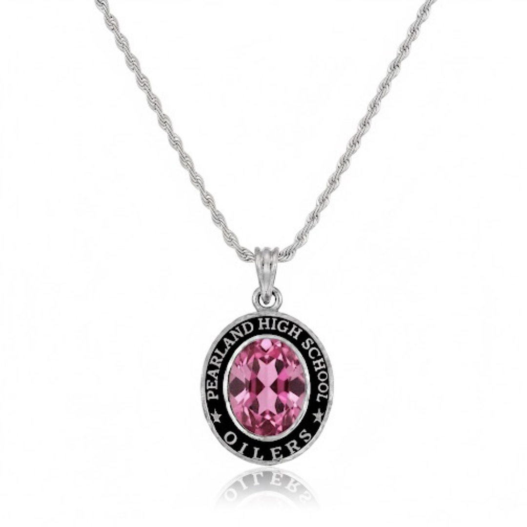 Pearland Oilers Oval Birthstone Class Necklace