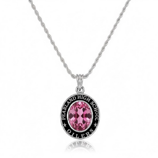Pearland Oilers Oval Birthstone Class Necklace