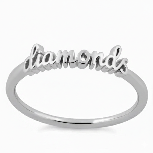 Sterling Silver Script Dance Team Ring