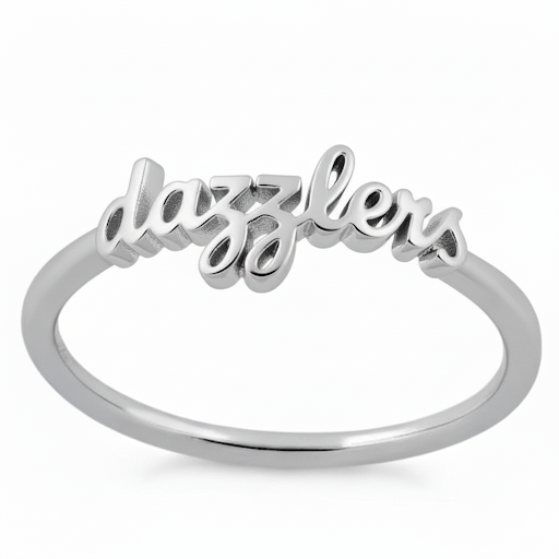Sterling Silver Script Dance Team Ring