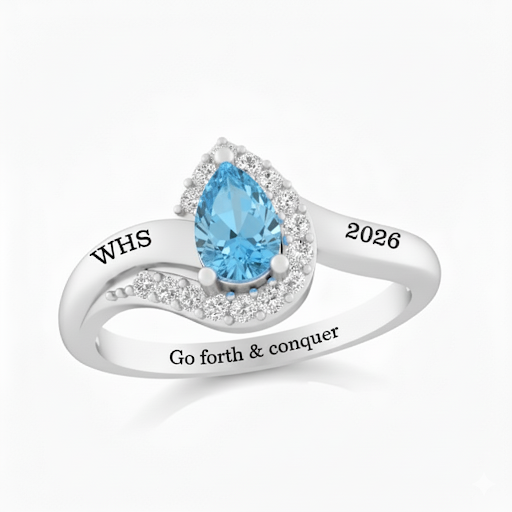 WHS Sterling Silver Pear Shaped Swirl Class Ring