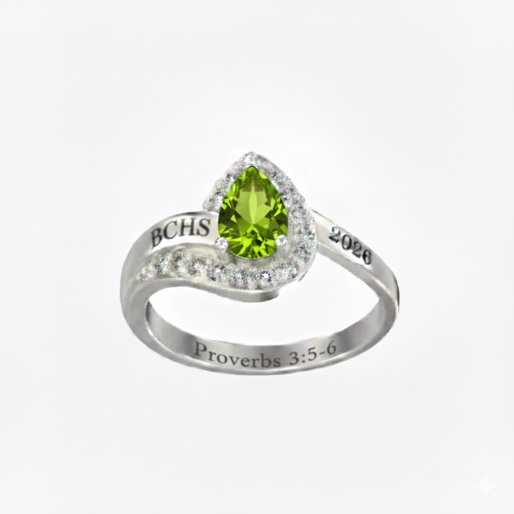 Promo Sterling Silver Pear Shaped Swirl Class Ring