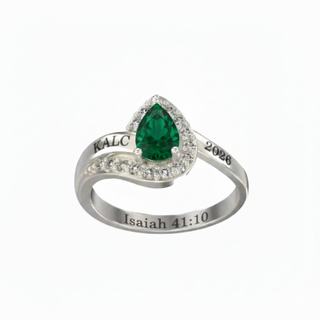 Promo Sterling Silver Pear Shaped Swirl Class Ring