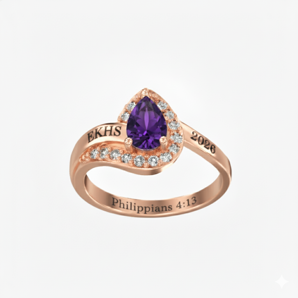 Promo Sterling Silver Pear Shaped Swirl Class Ring