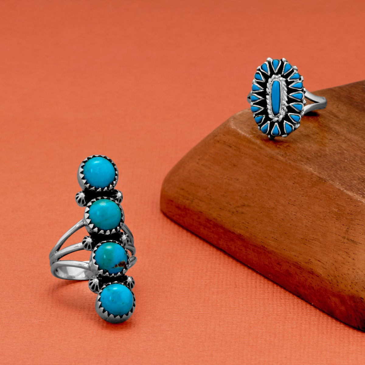Oxidized Turquoise Cascades Southwest Style Ring