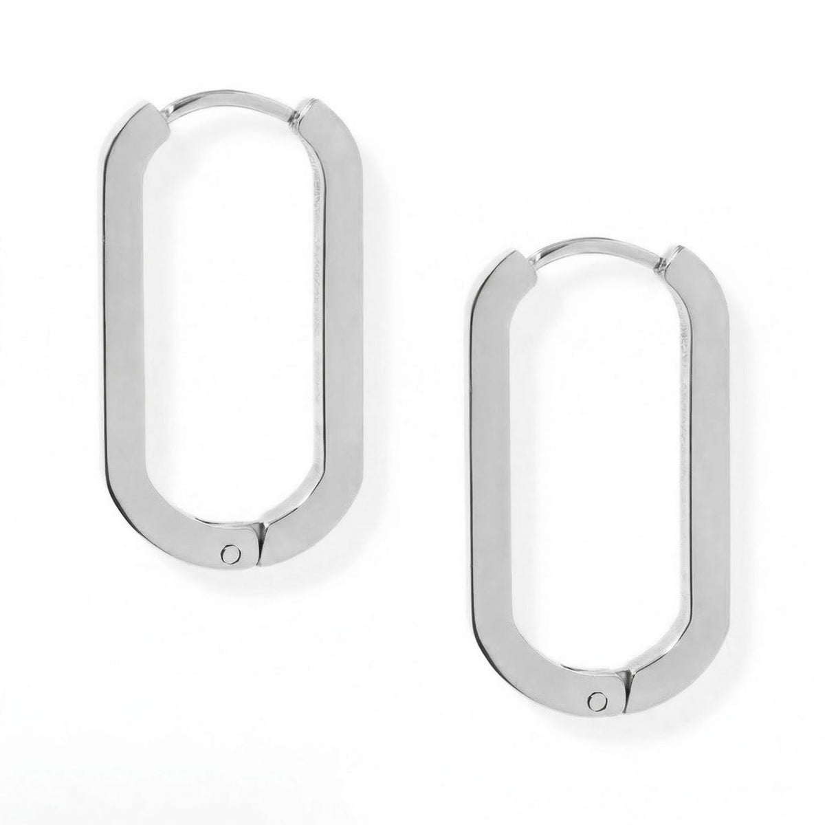 Stainless Steel Oval Square Tube Hoop Earrings