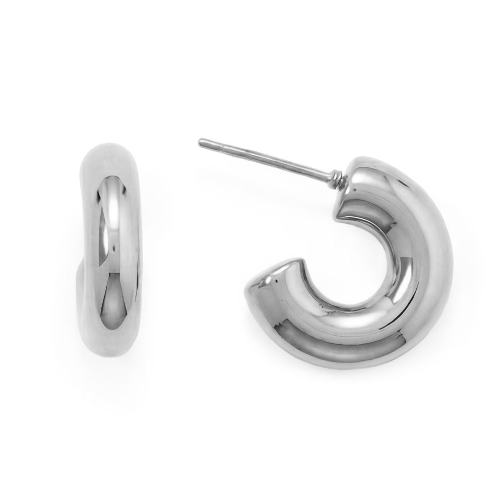 Stainless Steel Chunky Huggie Hoop Earrings