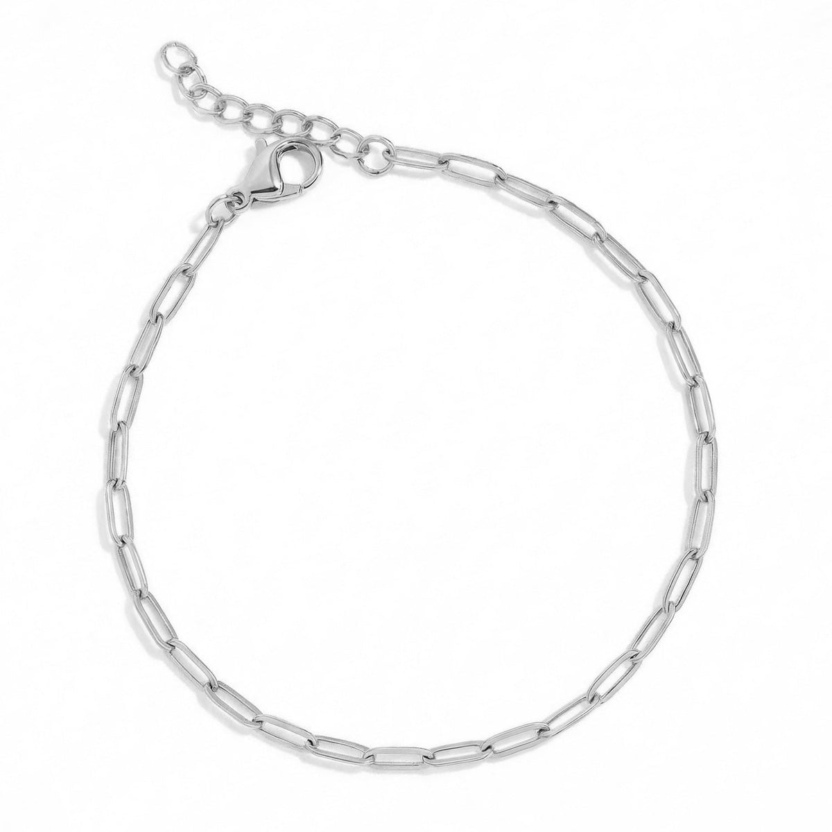 6.5" + 1" Stainless Steel Paperclip Bracelet