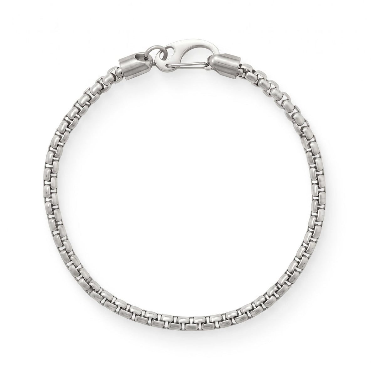 8.5" 4mm Stainless Steel Rounded Box Chain Mens' Bracelet
