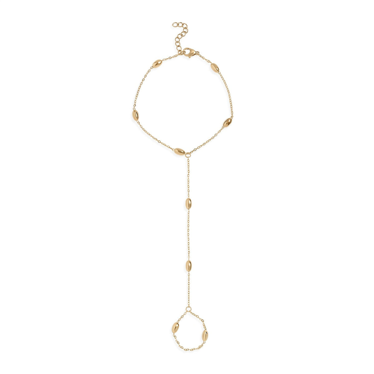 7.5" + 1" 18 Karat Gold PVD Stainless Steel Oval Orbit Hand Chain