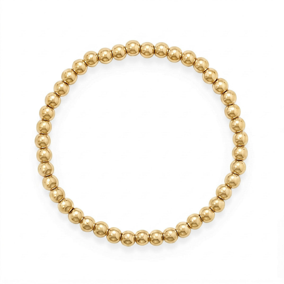 7.5" 5mm 18 Karat Gold PVD Stainless Steel Bead Stretch Bracelet