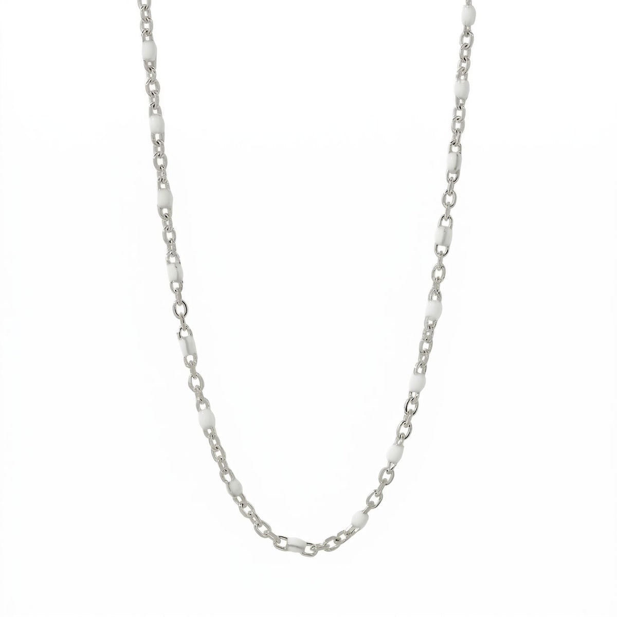 16" + 2" Stainless Steel White Confetti Satellite Necklace