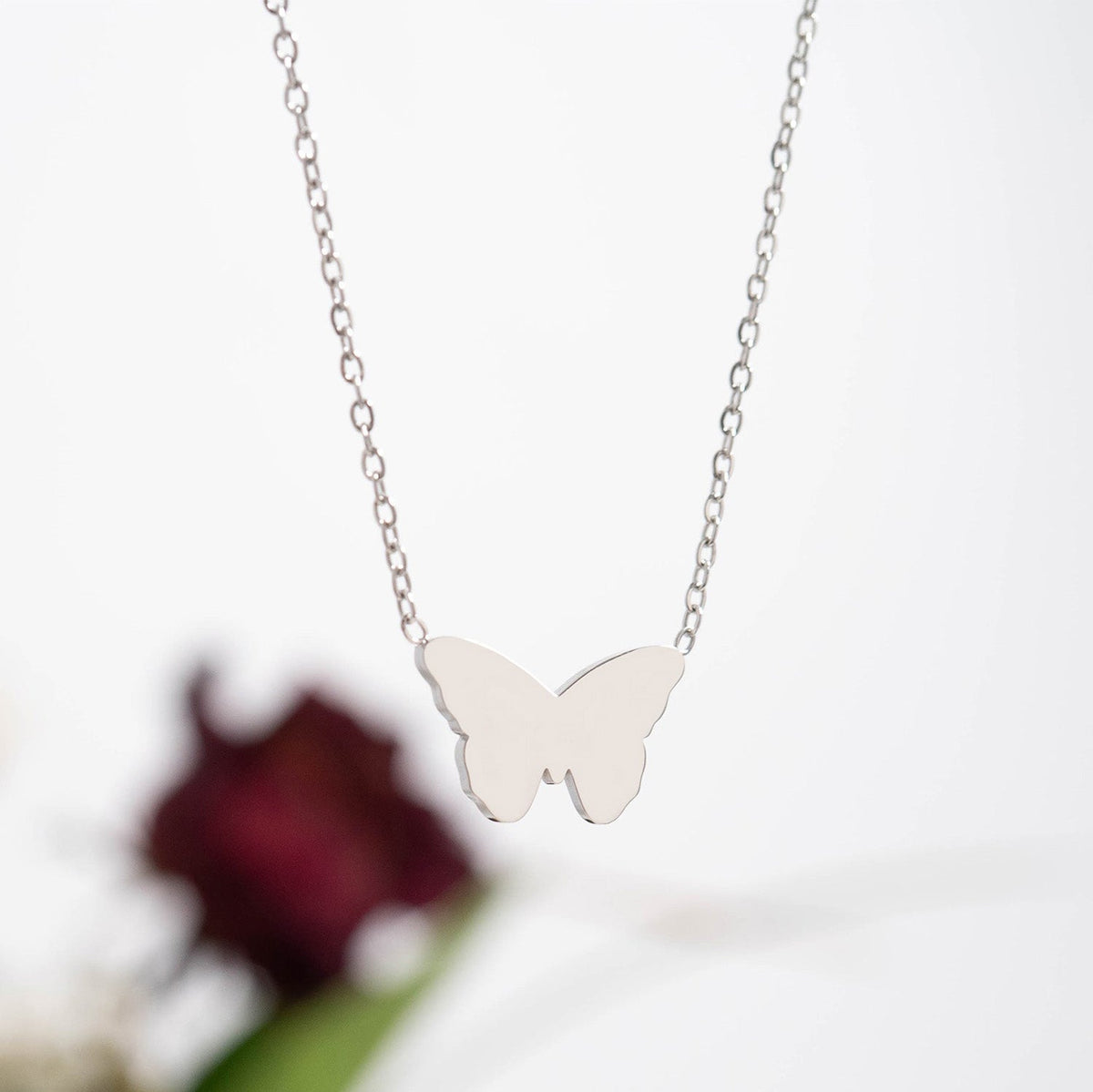 18" + 2" Stainless Steel Butterfly Necklace