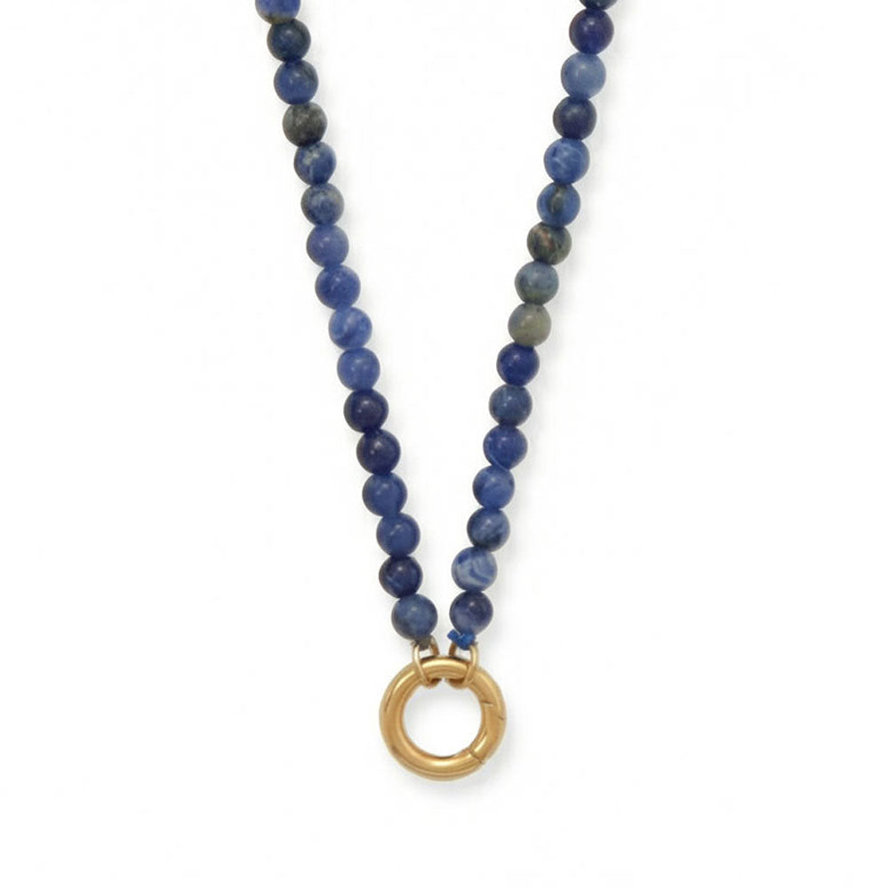 18" 18 Karat Gold PVD Stainless Steel Sodalite Inverted Hinge Necklace