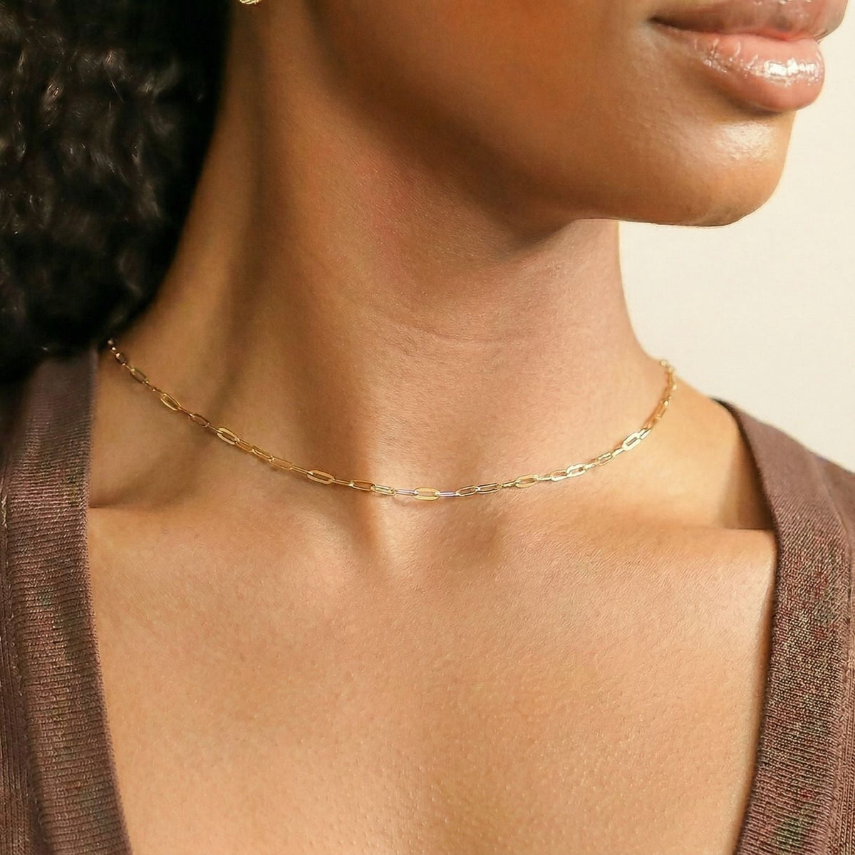 18 Karat Gold PVD Stainless Steel 2.5mm Paperclip Chain