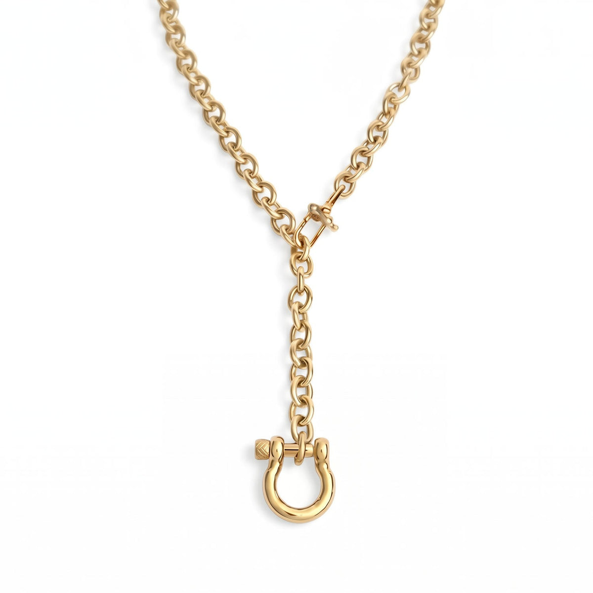 Adjustable 22" 18 Karat Gold PVD Stainless Steel Horse Bit Necklace