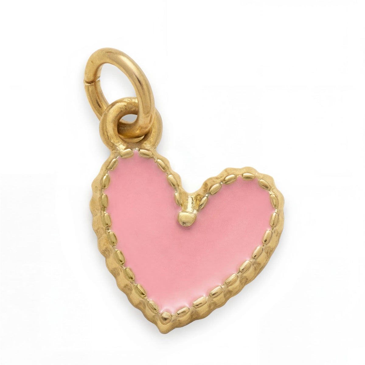 18 Karat Gold PVD Stainless Steel Pink Epoxy Heart Charm