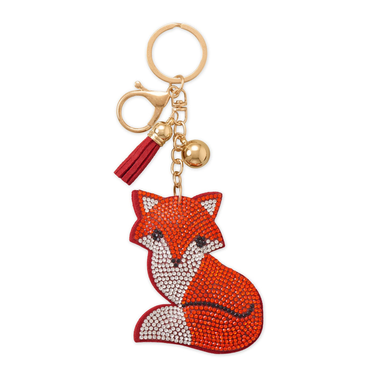 Gold Tone Sweet Crystal Fox Bag Charm