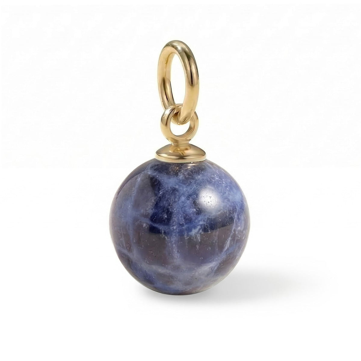 18 Karat Gold PVD Stainless Steel Round Sodalite Charm