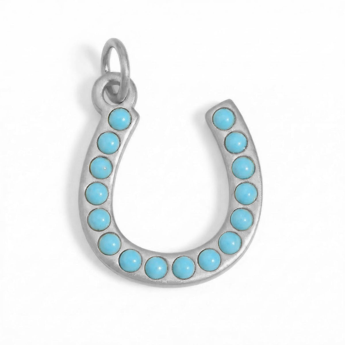 Stainless Steel Synthetic Turquoise Horseshoe Charm