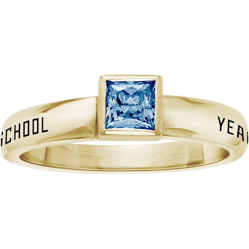 Promo Slim Band Square Birthstone Class Ring