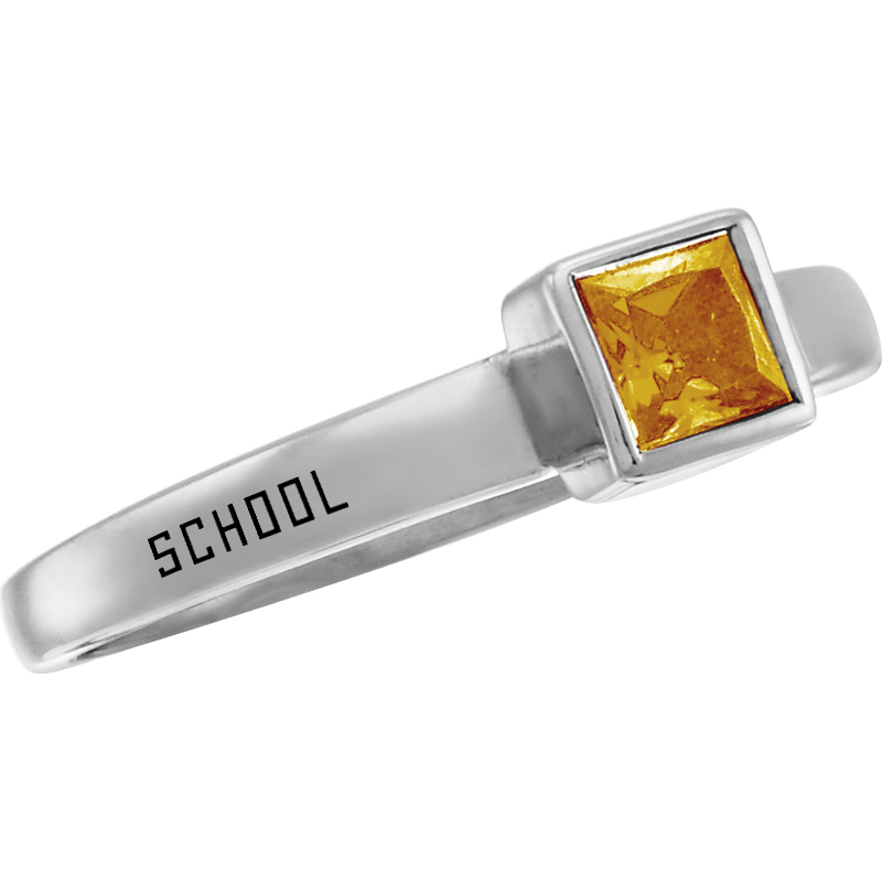 Promo Slim Band Square Birthstone Class Ring