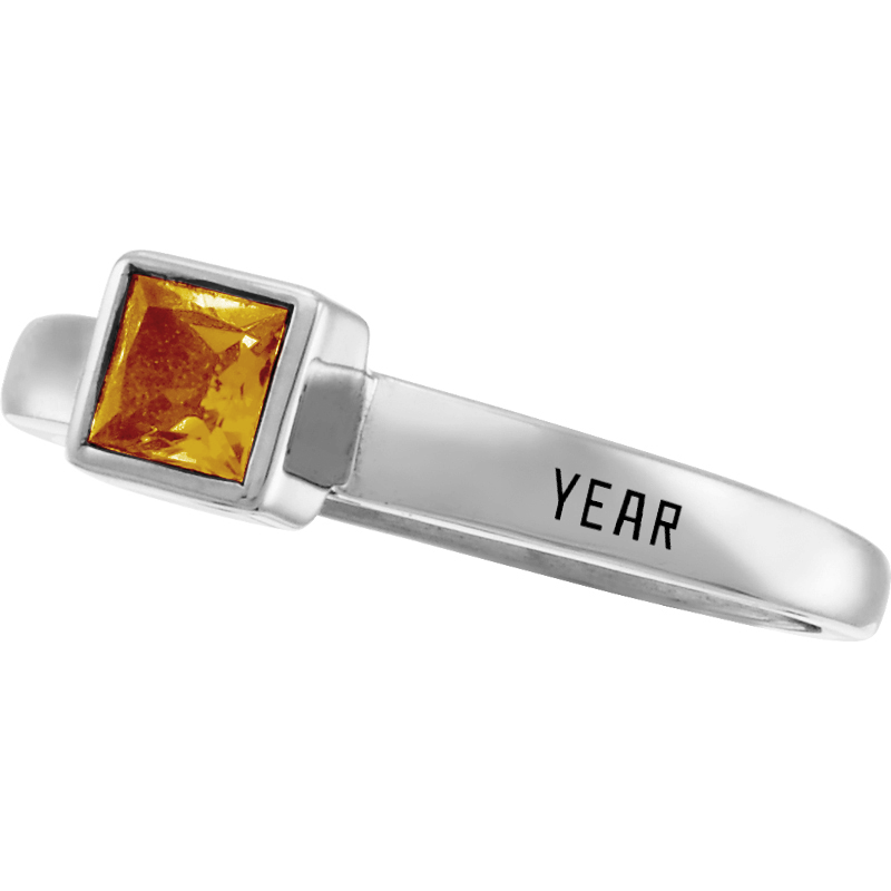 Promo Slim Band Square Birthstone Class Ring