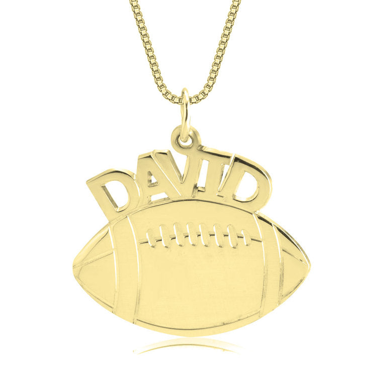 24K Gold Plated Football Name Necklace