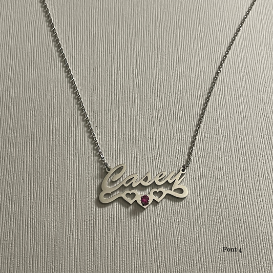 Name Heart Necklace with Birthstone