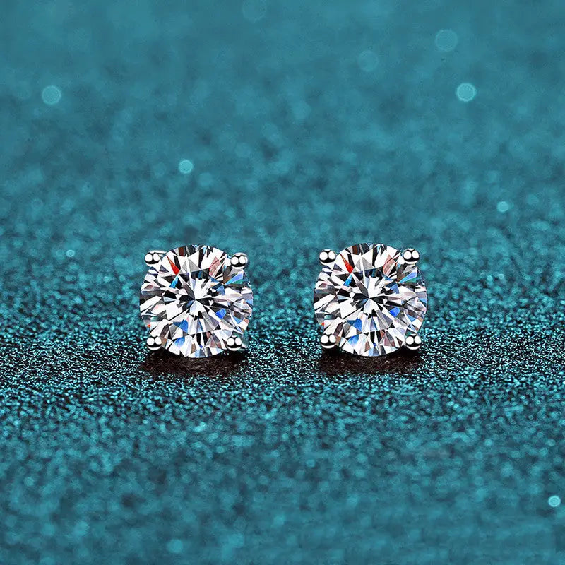 Four-Prong Moissanite Stud Earrings