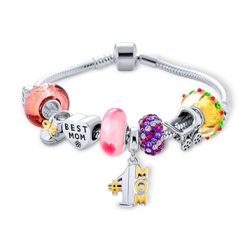 Wife #1 Mother Colorful Family Charm Bracelet