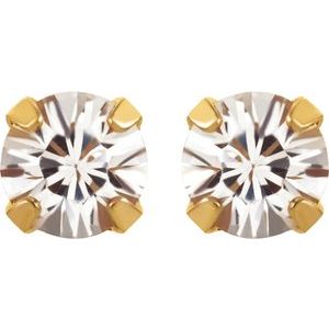 24K Gold-Plated Stainless Steel Imitation White Sapphire Inverness® Piercing Earrings