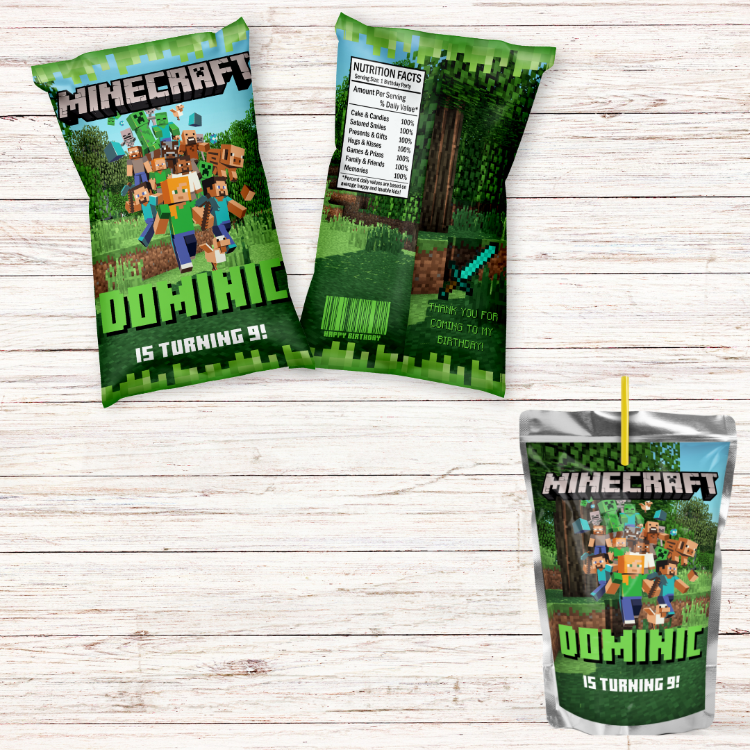 Custom Minecraft Inspired Party Favors
