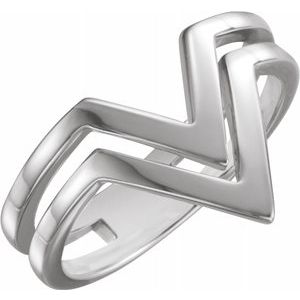 Sterling Silver Double Row "V" Ring