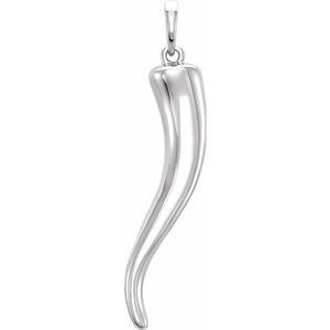 Sterling Silver 21.7x4.2 mm Italian Horn Pendant