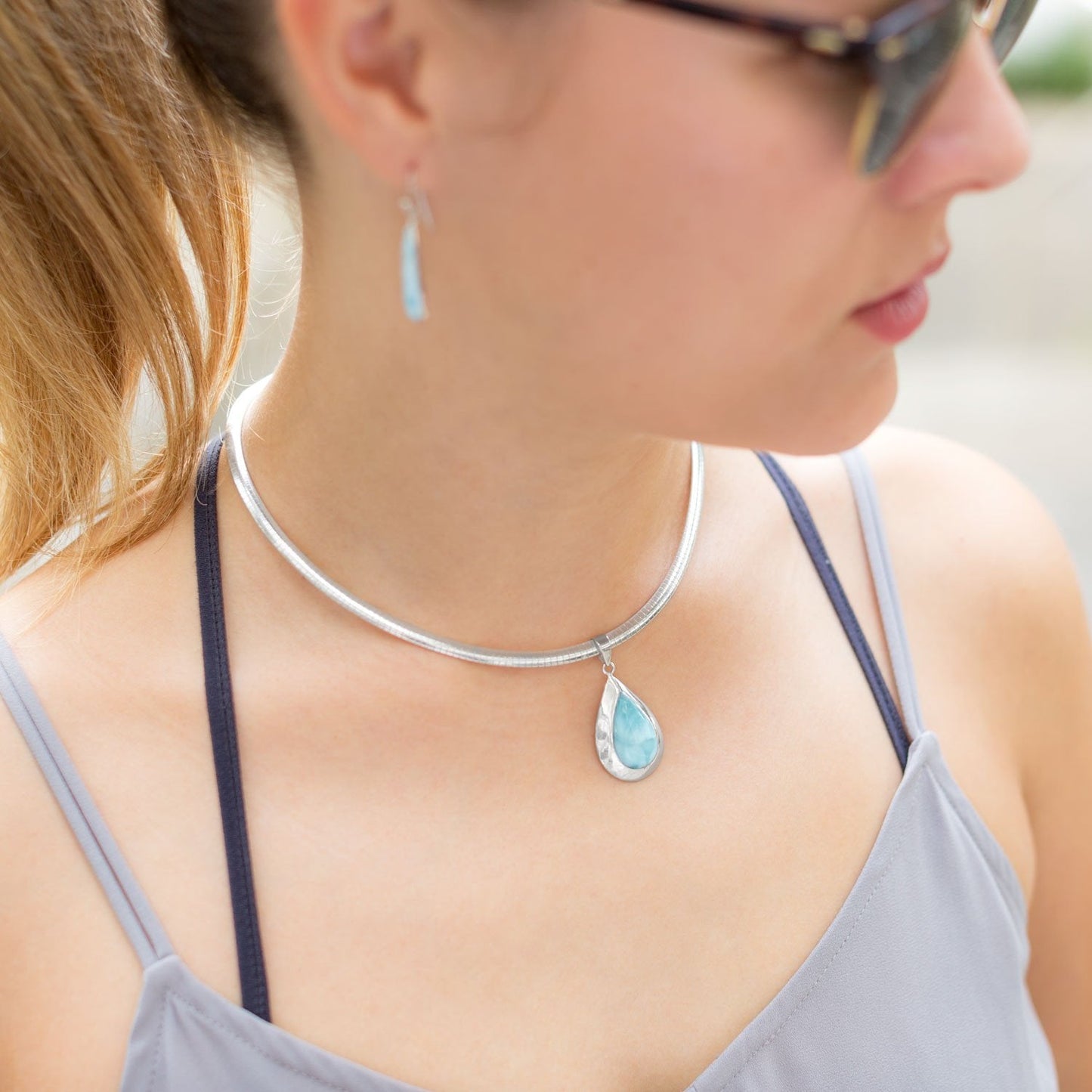 Colgante Larimar en forma de pera
