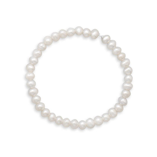 5.5" White Cultured Freshwater Pearl Stretch Bracelet