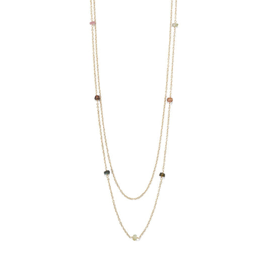Two Strand 14 Karat Gold Plated Tourmaline Necklace