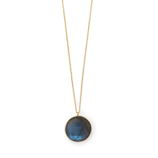 20"+2 14 Karat Gold Plated Round Labradorite Necklace